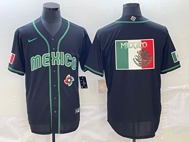 Men 2023 World Cub Mexico Blank Black Nike MLB Jersey13
